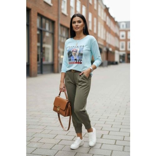 Brooklyn mintás csinos lezser felső (menta)