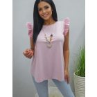 Csinos vállán fodros felső nyaklánccal (púder rózsaszín)