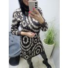 Csinos garbós nyakú puha meleg csokoládébarna-bézs mintás tunika 