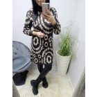 Csinos garbós nyakú puha meleg csokoládébarna-bézs mintás tunika 