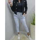 Nagyon csinos derekán gumírozott megkötős gyűrt hatású nadrág (babakék)